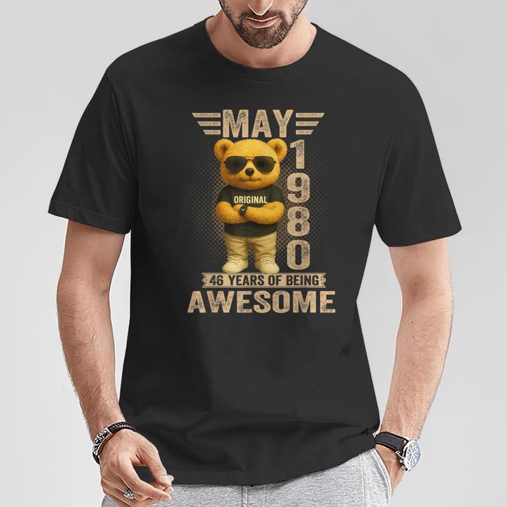 46歳 1980年5月 テディベア 46歳 誕生日 男性 女性 Tシャツ 面白い贈り物