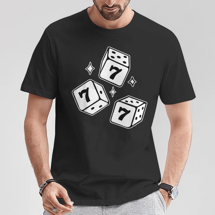 777 ラッキーダイス エンジェルナンバー ブラックワーク Tシャツ 面白い贈り物
