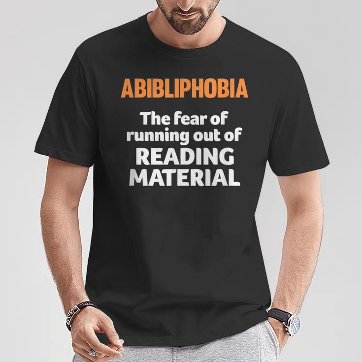 Abibliophobia Reading Bookworm Teacher Librarian Book Reader T-Shirt Unique Gifts