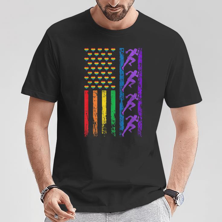 Americanports レインボーフラッグ Lgbt プライド 陸上競技 Tシャツ 面白い贈り物