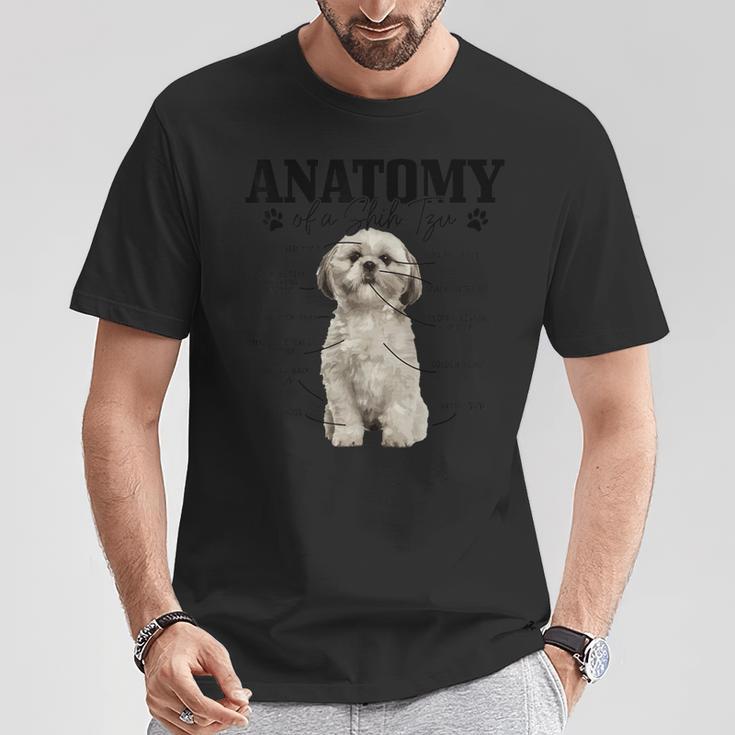 Anatomia Di Unhih Tzu Cane Divertente Carino Pitbull Mamma Pitbull Papà Maglietta Regalos divertidos