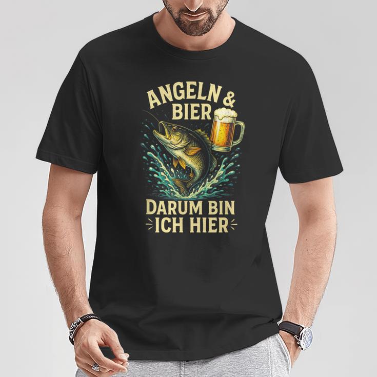 Angeln & Bier Darum Bin Ich Hier Angeln Bier T-Shirt Lustige Geschenke