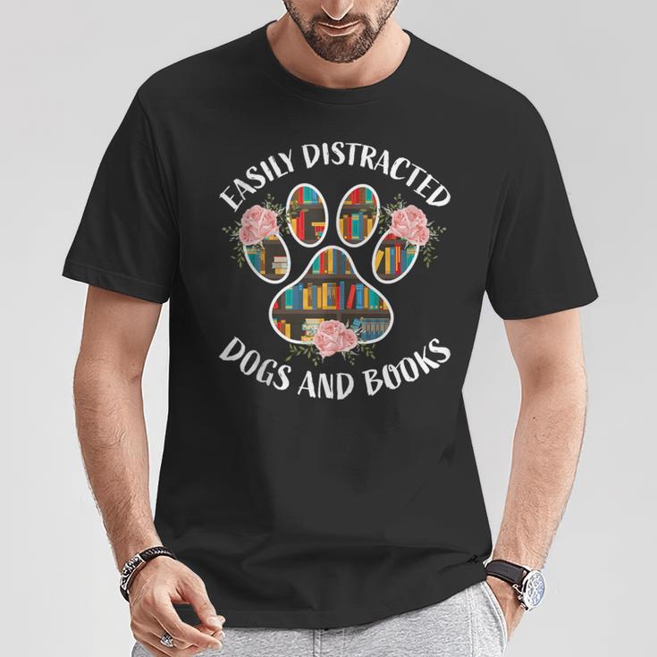 Animal Book Lover Easily Distracted By Dogs And Books T-Shirt Unique Gifts Animal Book Lover Easily Distracted By Dogs And Books T-Shirt Unique Gifts