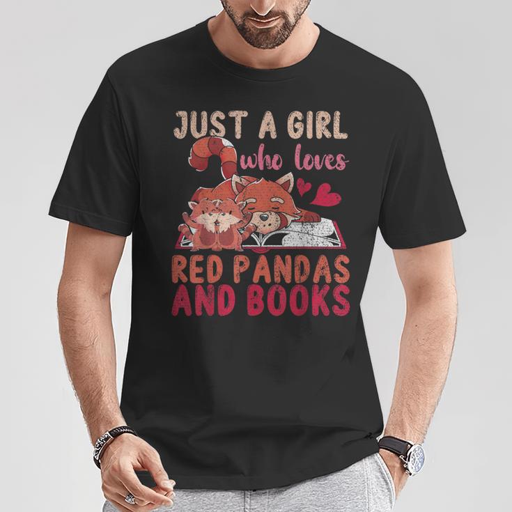 Animal Just A Girl Who Loves Red Pandas And Books Reading T-Shirt Unique Gifts