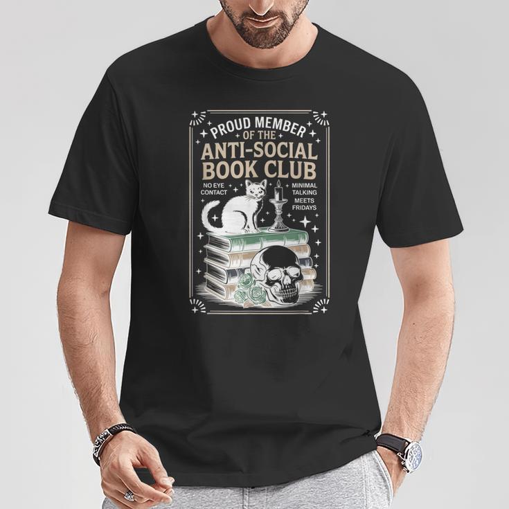 Anti-Social Book-Club Cat Graphic T-Shirt Unique Gifts