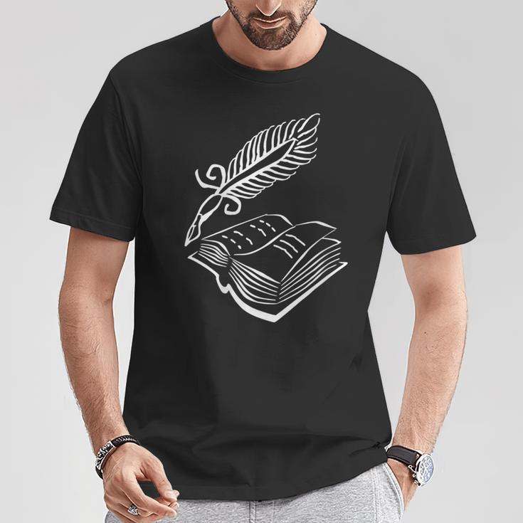 Antique Book With Feather Pen T-Shirt Unique Gifts