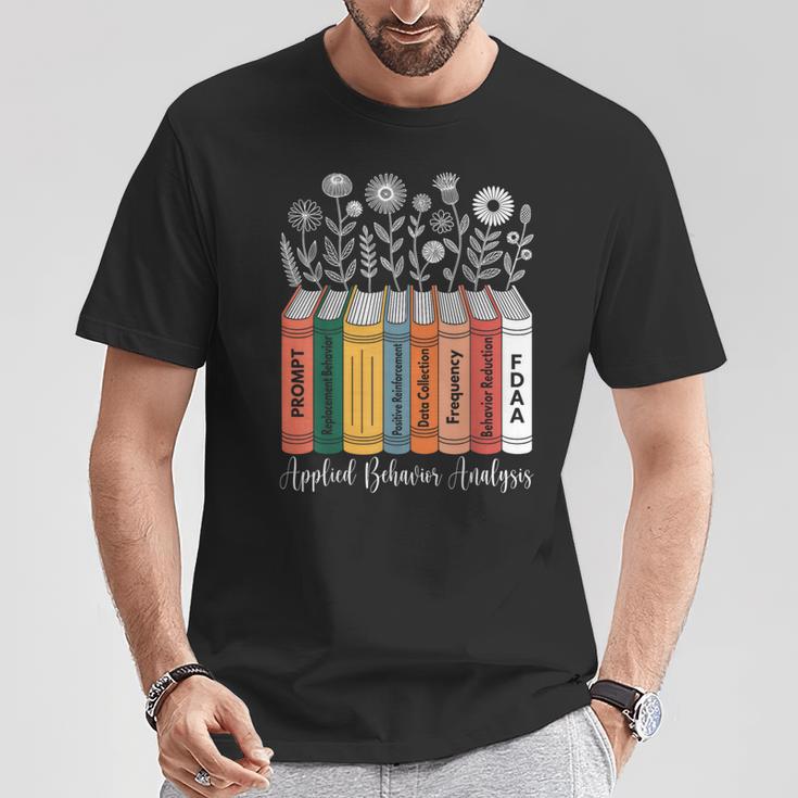 Applied Behavior Analysis ABA Therapist Floral Books T-Shirt Unique Gifts