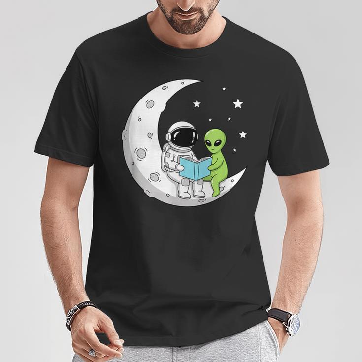 Astronaut And Alien Reading On Moon Space Book Lover Sci Fi T-Shirt Unique Gifts Astronaut And Alien Reading On Moon Space Book Lover Sci Fi T-Shirt Unique Gifts