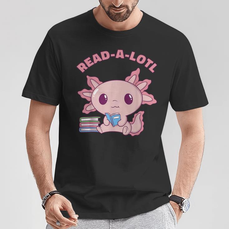 Axolotl Read A Lotl Book Lover Reading Books Cute T-Shirt Unique Gifts