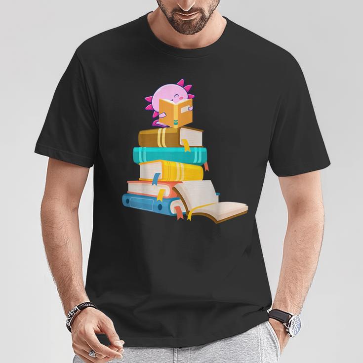 Axolotl Reading Book Bookworm Book Lover Girls Boys T-Shirt Unique Gifts