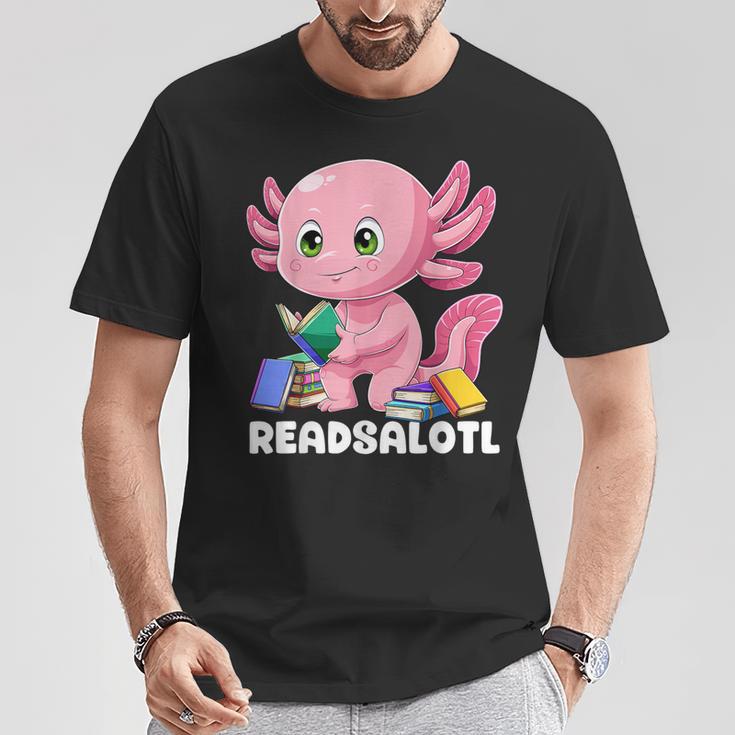 Axolotl Reading Book Readsalotl Kawaii Axolotl Book Bookworm T-Shirt Unique Gifts