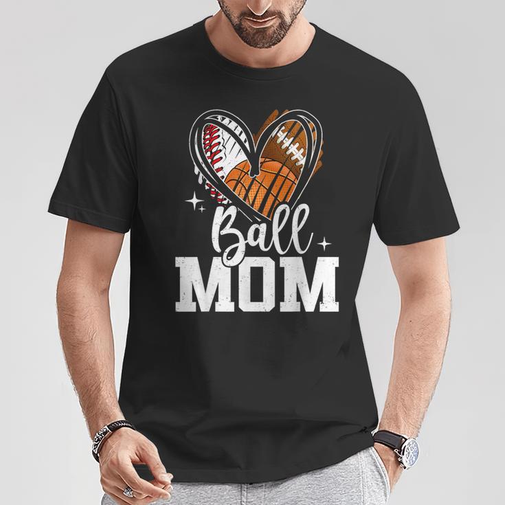 Ball Mom Baseball Football Basketball Heart T-Shirt Personalized Gifts Ball Mom Baseball Football Basketball Heart T-Shirt Personalized Gifts