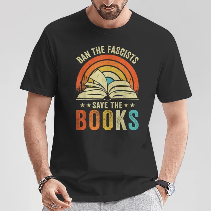 Ban The Fascists Save The Books Book Lover Worm Nerd T-Shirt Unique Gifts