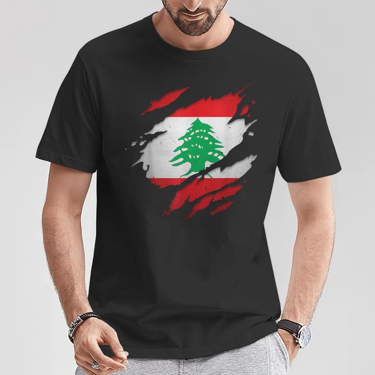 Bandera De Líbano Desgarrada Camiseta unisex Regalos divertidos