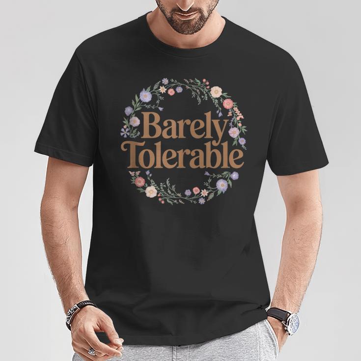 Barely Tolerable Shirt Book Lover Bookish Floral Bookworm T-Shirt Unique Gifts