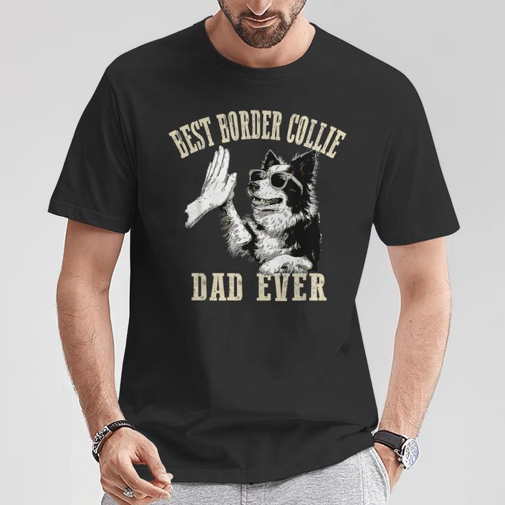 Best Dog Dad Ever ヴィンテージ 面白い かわいい ボーダーコリー 犬 Tシャツ 面白い贈り物