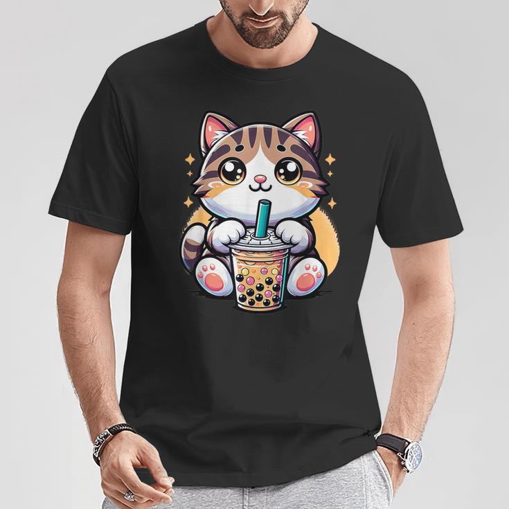 Boba Cat Drinking Boba Kitten Kawaii 日本人 男性 女性 キッズ Tシャツ 面白い贈り物