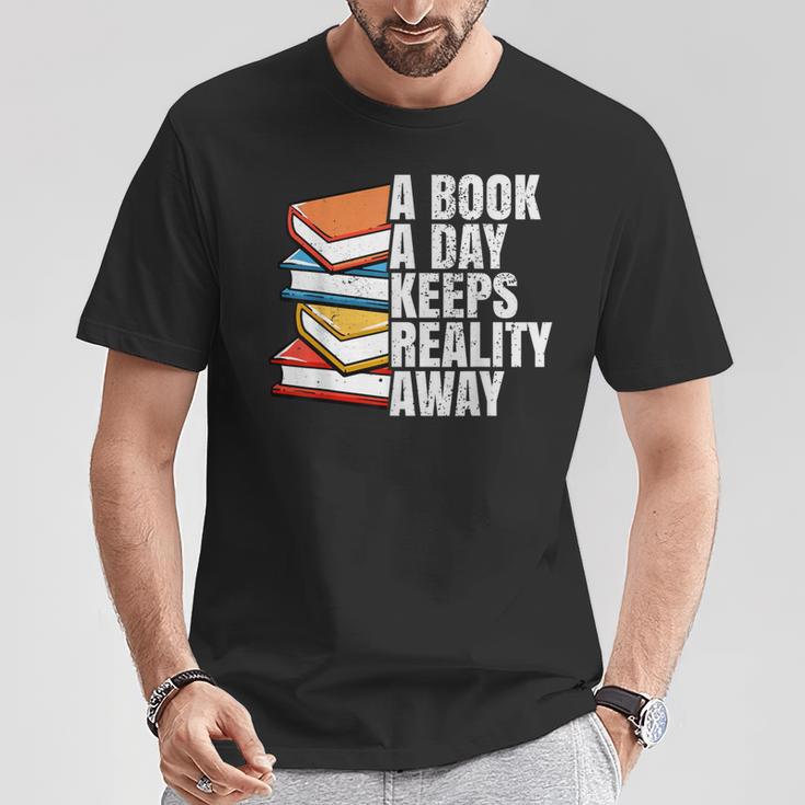 A Book A Day Keeps Reality Away Bookworm T-Shirt Unique Gifts