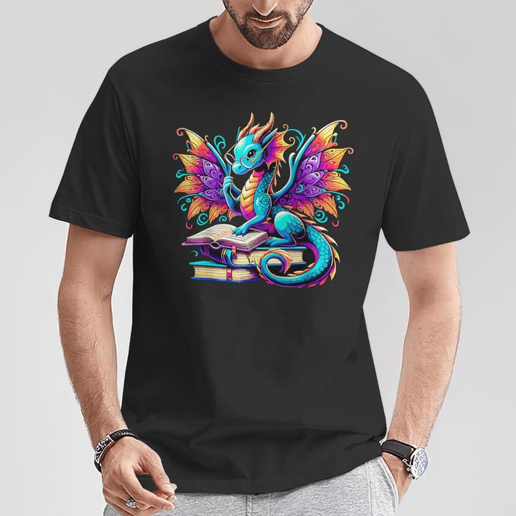Book Dragon Reading T-Shirt Unique Gifts