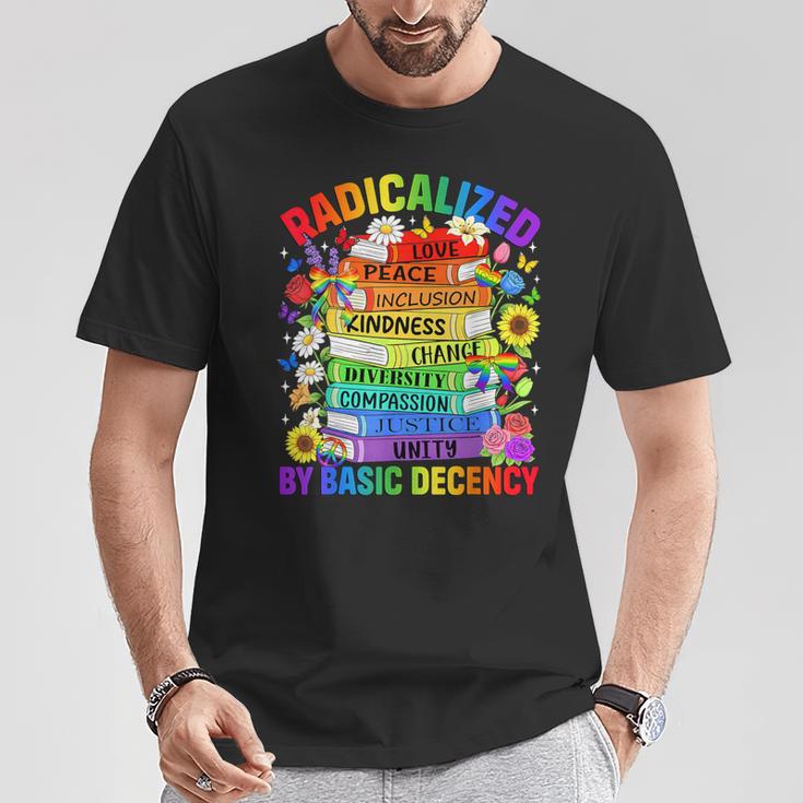 Book Flower Radicalized By Basic Decency Feminist LGBT Gay T-Shirt Unique Gifts