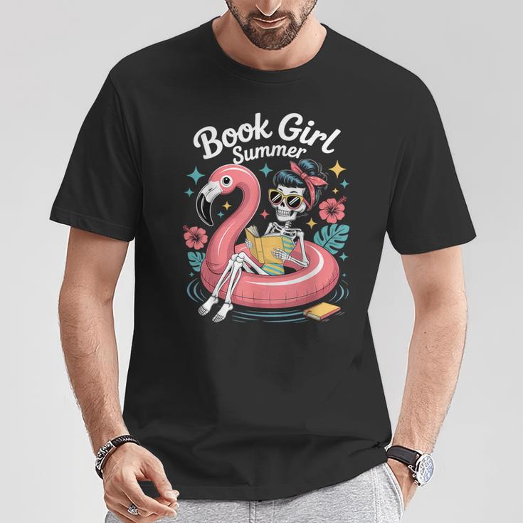 Book Girl Summer Skeleton Reading Books Lovers Beach T-Shirt Unique Gifts