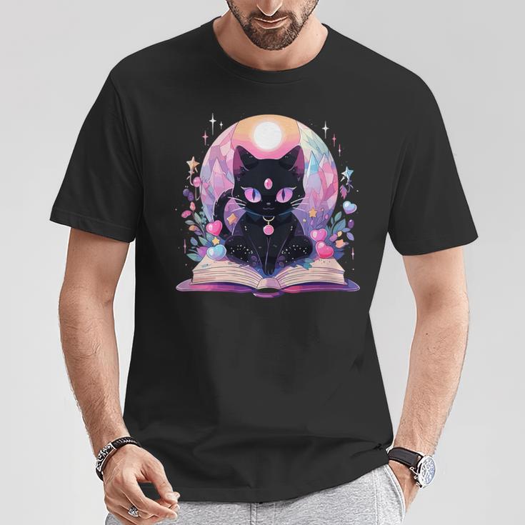 Book Lover Crystal Witchy Cute Cat Kawaii Pastel Goth T-Shirt Unique Gifts