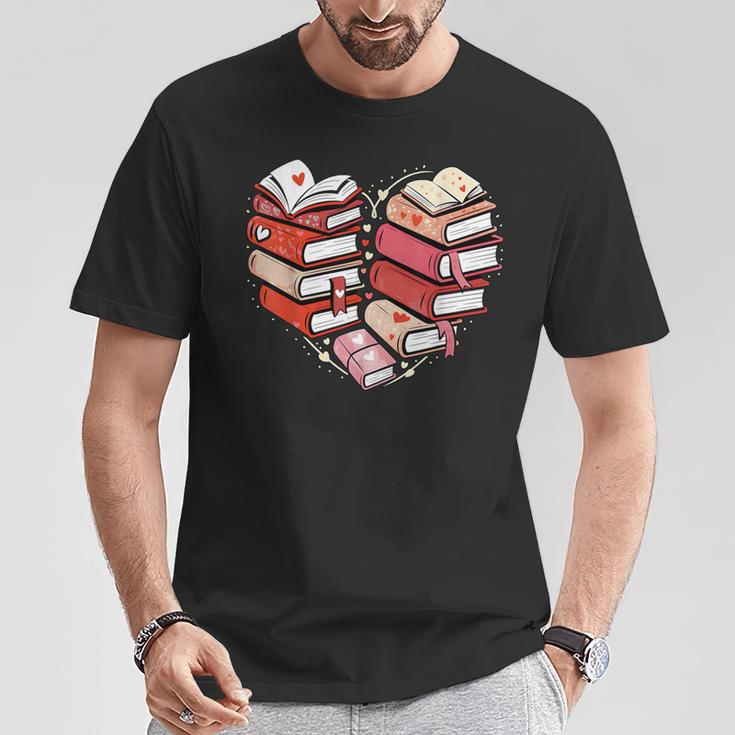Book Lover Heart Shape Reading Librarian Valentine Men Women T-Shirt Unique Gifts