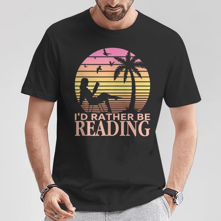 Book Lover Women Girls I'd Rather Be Reading T-Shirt Unique Gifts