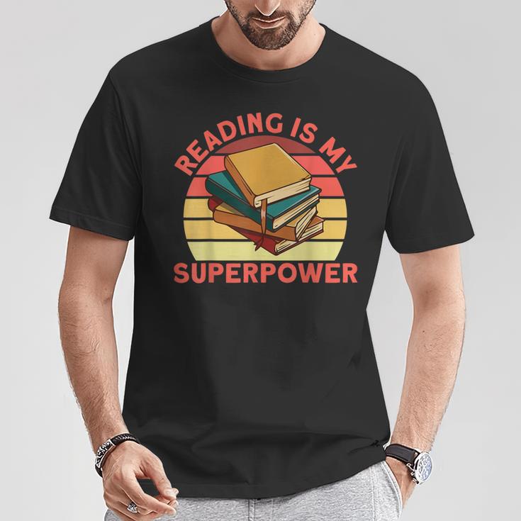 Book Lovers Reading Is My Superpower Avid Readers Bookworms T-Shirt Unique Gifts