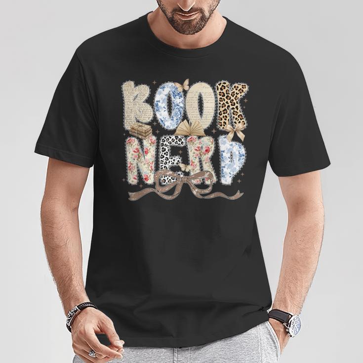 Book Nerd Coquette Bow Booktrovert Reading Lover Bookish T-Shirt Unique Gifts