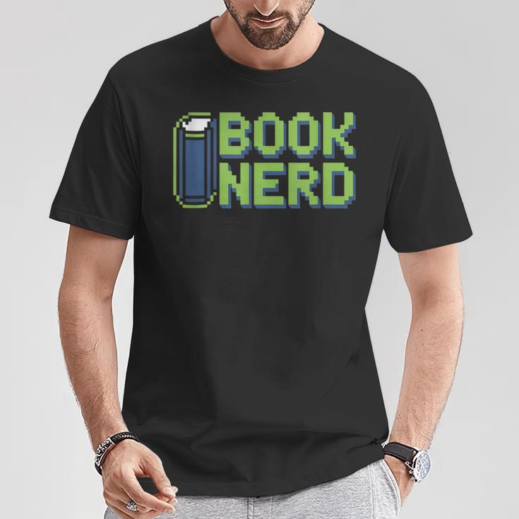 Book Nerd Pixel Retro Reading Bibliophile Gamer T-Shirt Unique Gifts