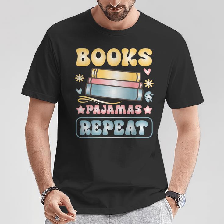 Book And Pajama Books Pajamas Repeat Librarian T-Shirt Unique Gifts