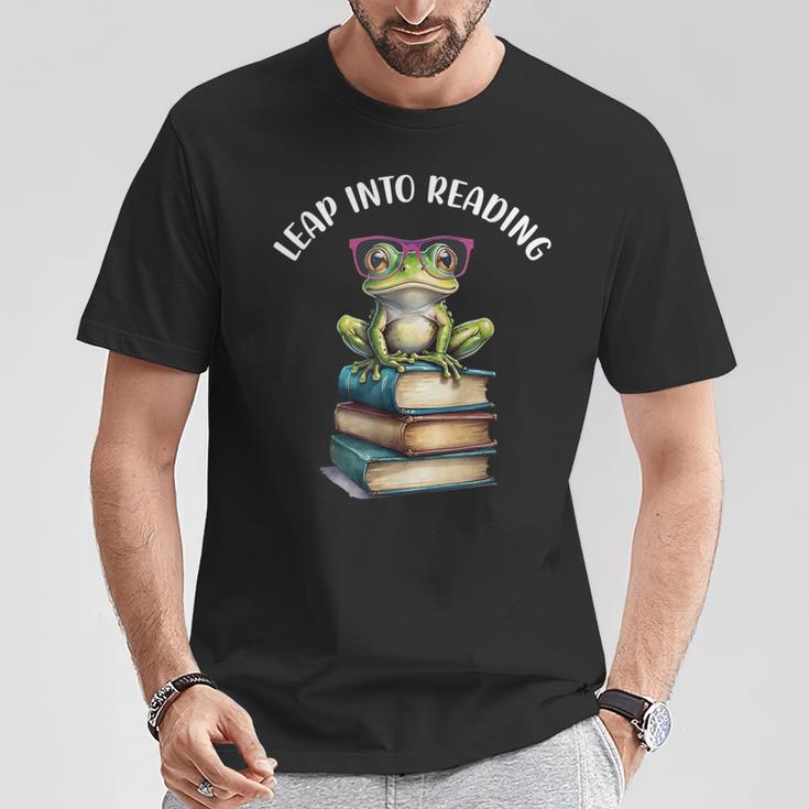Book Reading Cute Frog Leap Into Reading T-Shirt Unique Gifts