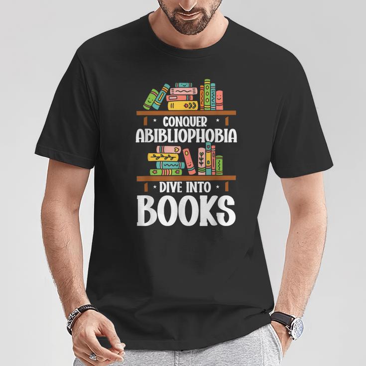 Bookish Book Lover Bookworm Abibliophobia T-Shirt Unique Gifts