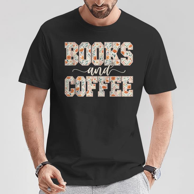 Books & Coffee Floral T-Shirt Unique Gifts