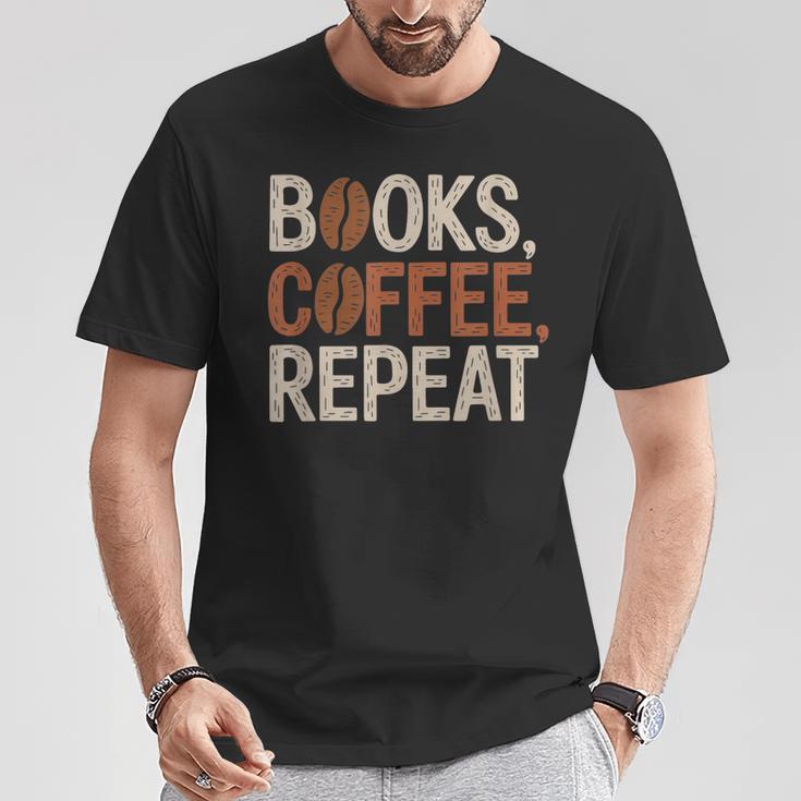 Books Coffee Repeat Librarian Book Lover T-Shirt Unique Gifts