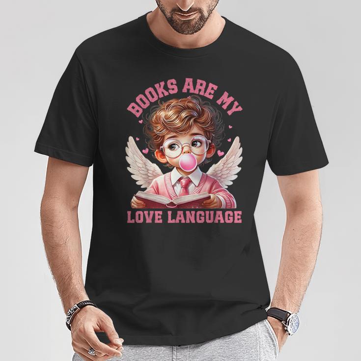 Books Are My Love Language Reading Lover I Valentines Cupid T-Shirt Unique Gifts