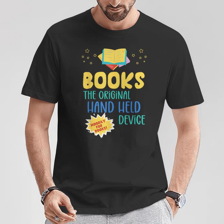 Books The Original Hand Held Device Librarian Read Teacher For Men Women Kids T-Shirt Unique Gifts
