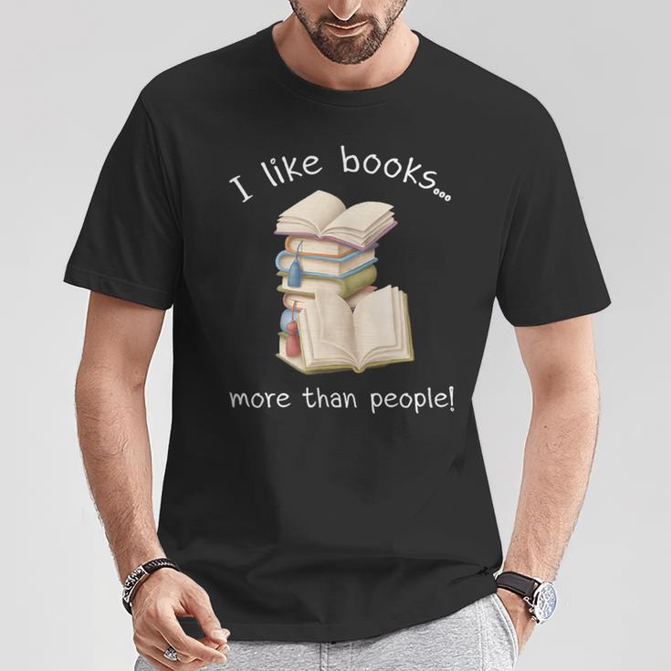 I Like Books More Than People Reading Book Lover T-Shirt Unique Gifts