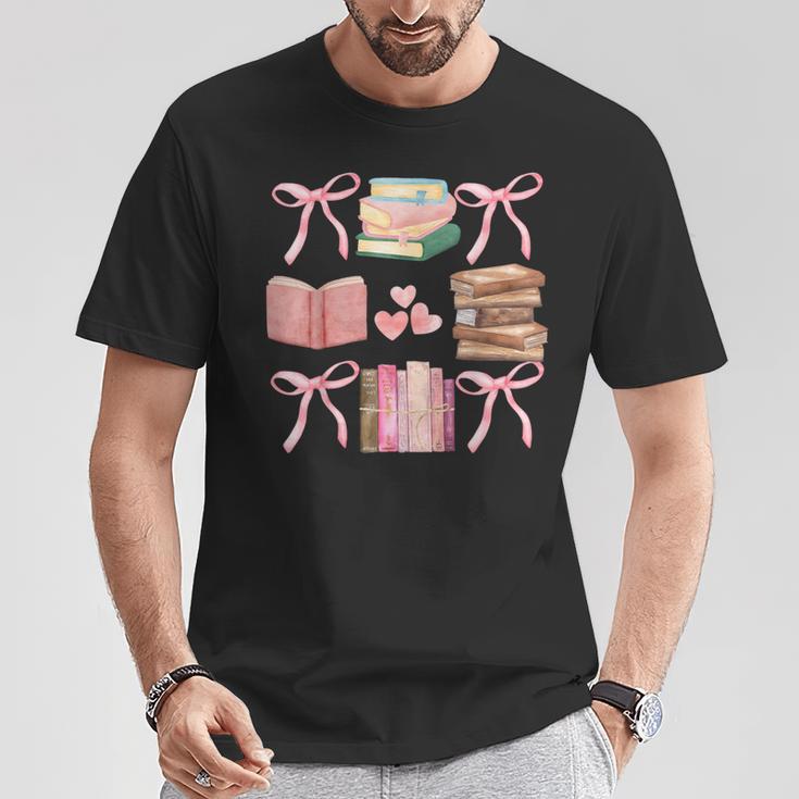 Books And Pink Bows Booktok Coquette Preppy T-Shirt Unique Gifts