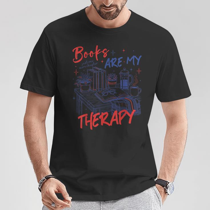 Books Are My Therapy Book Lover Bookworm Library T-Shirt Unique Gifts