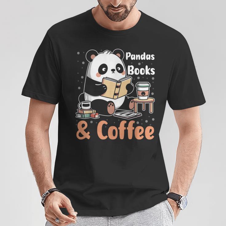 Books Reading Reader Panda Panda Books And Coffee T-Shirt Unique Gifts