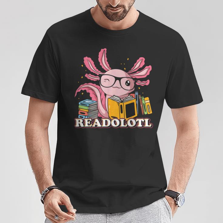 Bookworm Readolot Mexican Salamander Book Reading Axolotl T-Shirt Unique Gifts