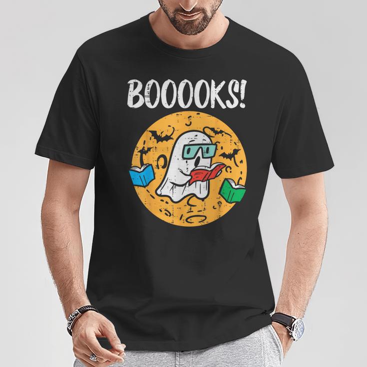 Boooks Ghost Read Book Halloween Teacher Librarian Men Women T-Shirt Unique Gifts
