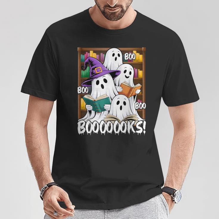 Boooks Ghosts Reading Book Retro Halloween Teacher Librarian T-Shirt Unique Gifts Boooks Ghosts Reading Book Retro Halloween Teacher Librarian T-Shirt Unique Gifts