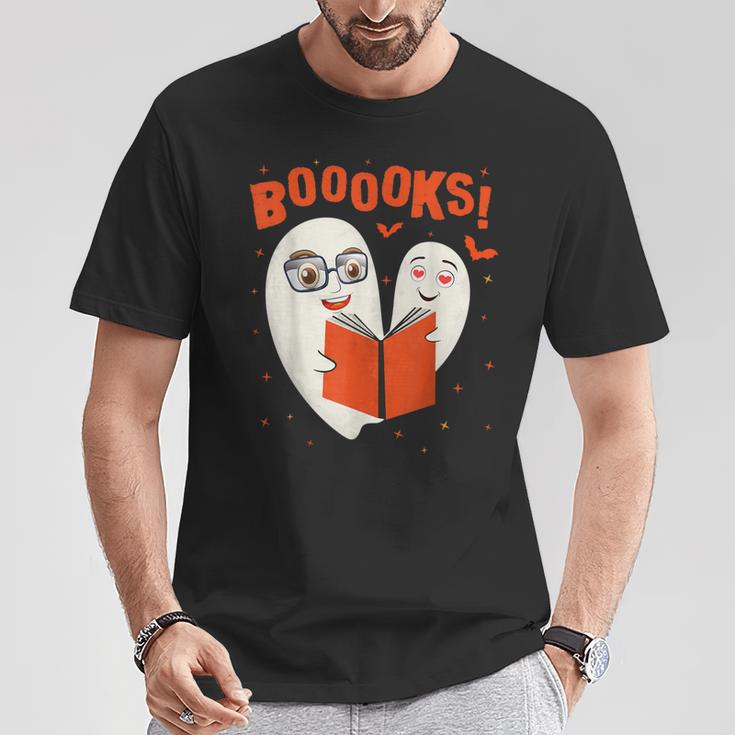 Booooks Boo Ghost Book Library Halloween Students Teachers Men Women Kids T-Shirt Unique Gifts