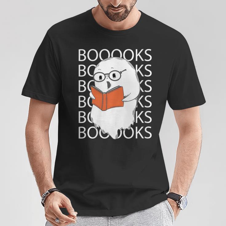 Booooks Cute Ghost Reading Books Halloween For Teacher &Kids T-Shirt Unique Gifts