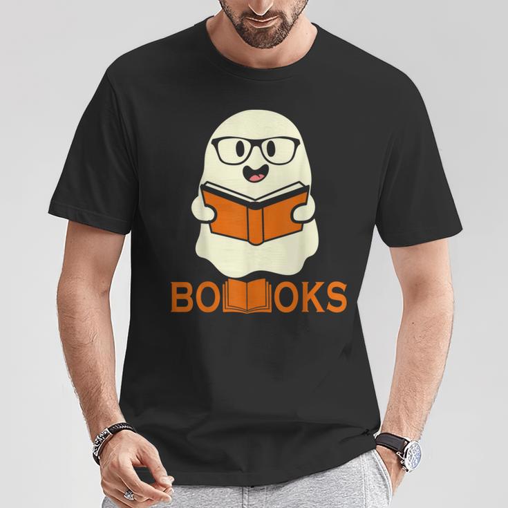 Booooks Ghost Boo Read Books Library Teacher Halloween Cute Men Women Kids T-Shirt Unique Gifts