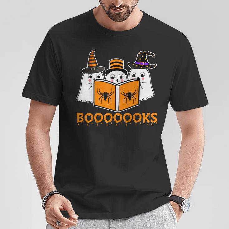 Booooks Ghost Boo Read Books Library Teacher Halloween Cute T-Shirt Unique Gifts