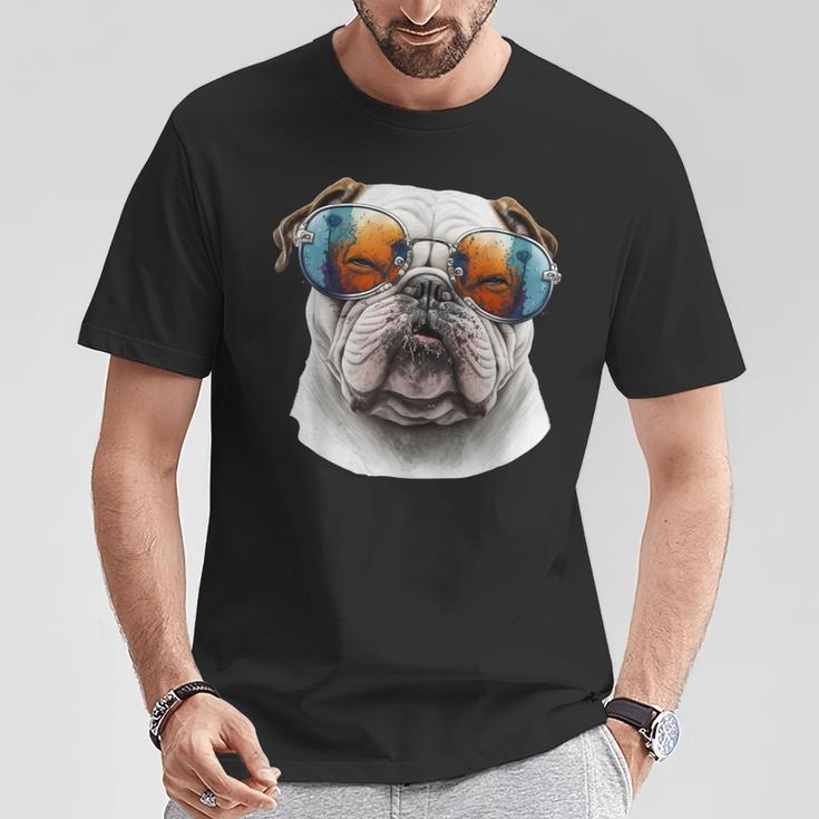 Bulldog Inglese Amante Dei Cani Mamma E Papà Maglietta Regalos divertidos